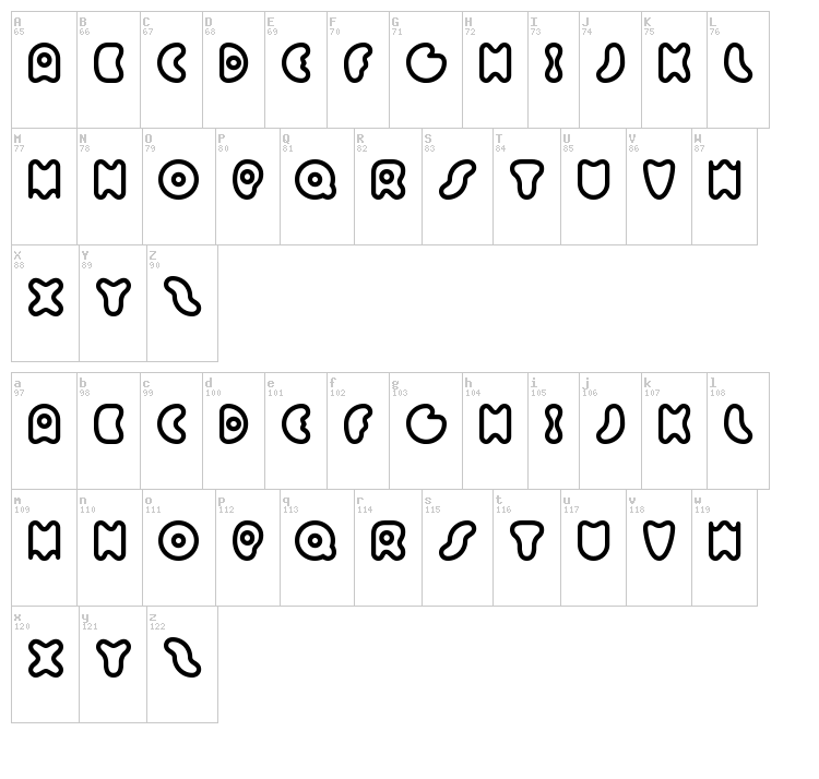 Sixty Queens font map